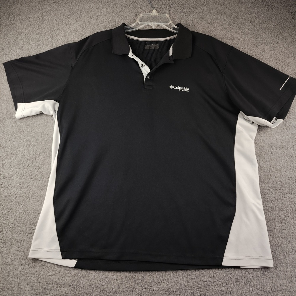 Columbia PFG Omni-Shade Polo Shirt Mens 2XL XXL Black White